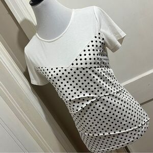 Allie & Rob Black and White Polka Dot Short Sleeve Top Womens Small